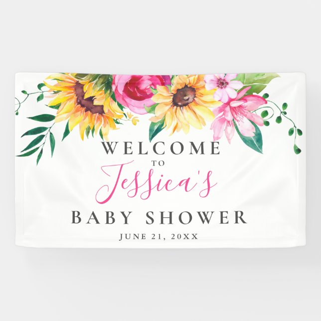 Personalised Sunflower Baby Shower Welcome Banner (Horizontal)