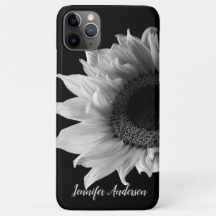 Personalised Sunflower - Black & White Photograph iPhone 11 Pro Max Case