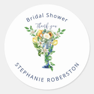 Personalised Sunflower Bridal Shower Thank You Classic Round Sticker