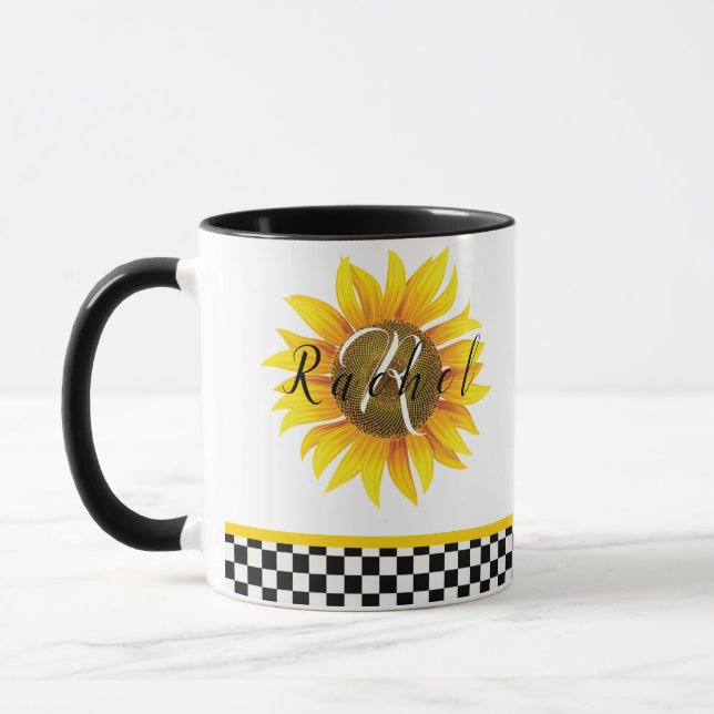 Personalised sunflower  coffee mug (Left)