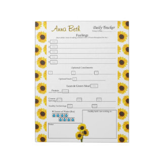Personalised Sunflower Daily 6 Meal Food Journal Notepad