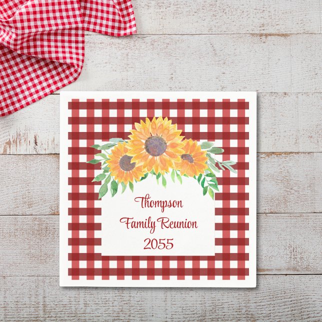 Personalised Sunflower Family Reunion  Napkin (Creator Uploaded)