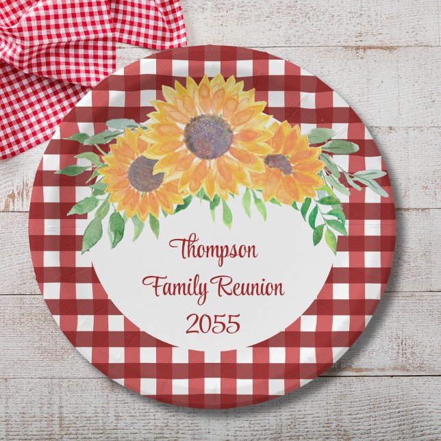 Personalised Sunflower Family Reunion Paper Plate (Creator Uploaded)
