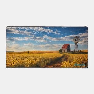 Personalised Sunflower Field and a Barn Desk Mat