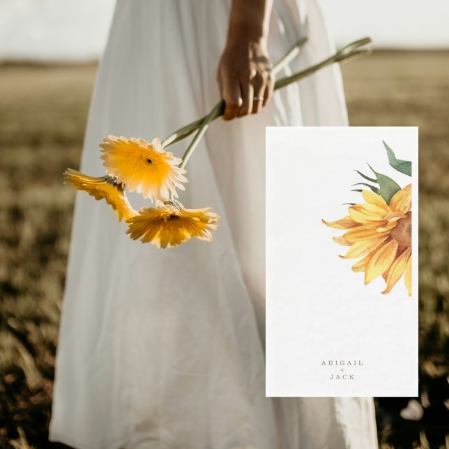 Personalised Sunflower Gold Text Wedding  Napkin (Creator Uploaded)