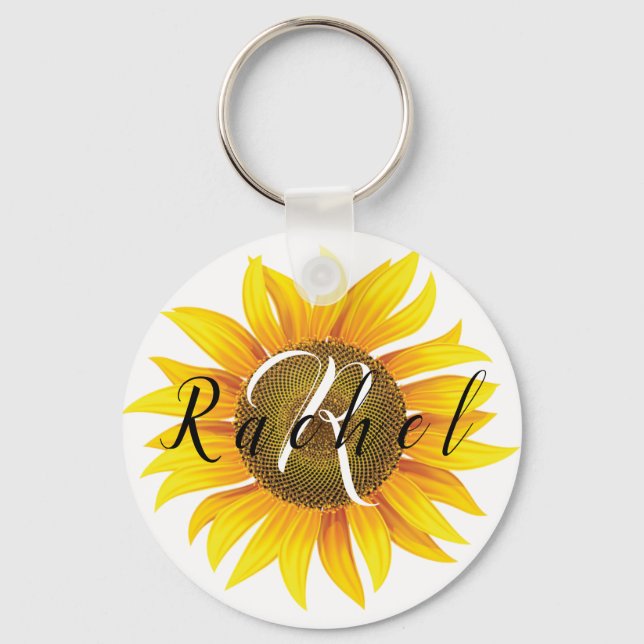 Personalised sunflower  key ring (Front)