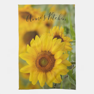 Personalised Sunflower Kitchen Towel