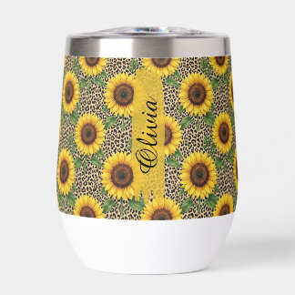 Personalised Sunflower Leopard Print 11oz Cup