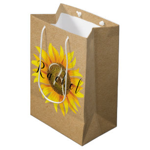 Personalised sunflower  medium gift bag