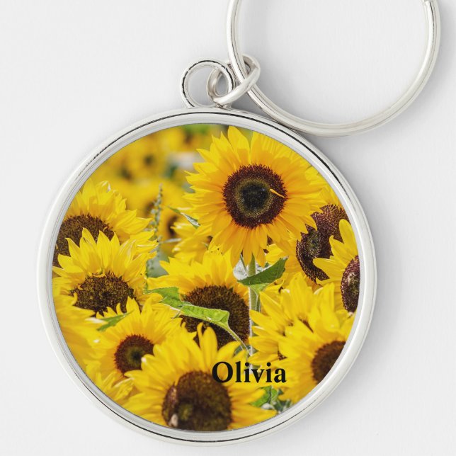 Personalised Sunflower Monogram Keychain (Front)