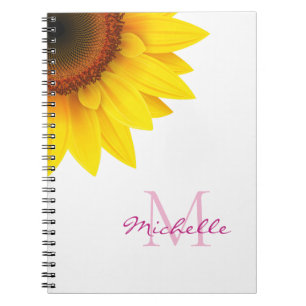 Personalised Sunflower Monogram  Notebook