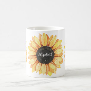 Personalised Sunflower Monogrammed Coffee Mug