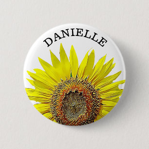 Personalised Sunflower Name Button