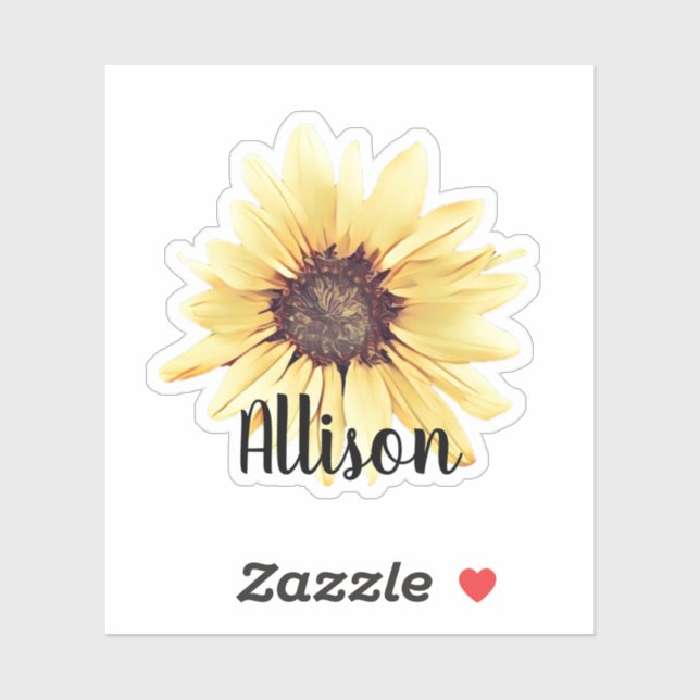 Personalised Sunflower Name Sticker (Sheet)