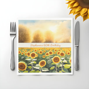 Personalised Sunflower Napkins - Rustic Charm
