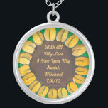 Personalised Sunflower Necklace<br><div class="desc">Use our verse or add your own. The significant date could be a wedding,  first date or anniversary. **Warning - she might shed a tear!</div>