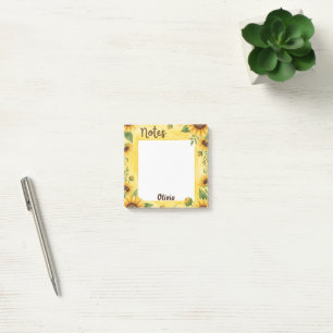 Personalised Sunflower Notes Floral Memo Pad