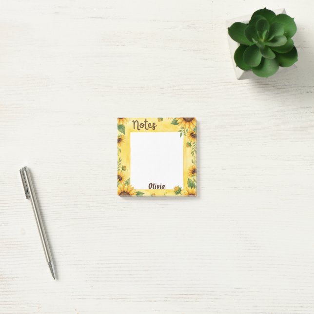 Personalised Sunflower Notes Floral Memo Pad (Office)