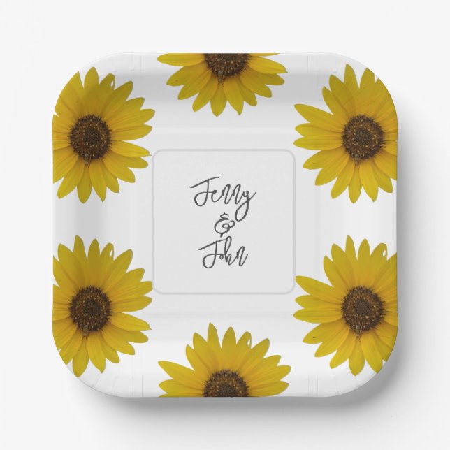 Personalised Sunflower Paper Plate (Front)