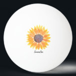 Personalised Sunflower Ping Pong Ball<br><div class="desc">This Ping Pong Ball is decorated with a yellow watercolor sunflower.
Easily customisable with a name or monogram.
Use the Design Tool to change the text size,  style,  or colour.
Because we create our artwork you won't find this exact image from other designers.
Original Watercolor © Michele Davies.</div>
