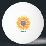 Personalised Sunflower Ping Pong Ball<br><div class="desc">This Ping Pong Ball is decorated with a yellow watercolor sunflower.
Easily customisable with a name or monogram.
Use the Design Tool to change the text size,  style,  or colour.
Because we create our artwork you won't find this exact image from other designers.
Original Watercolor © Michele Davies.</div>