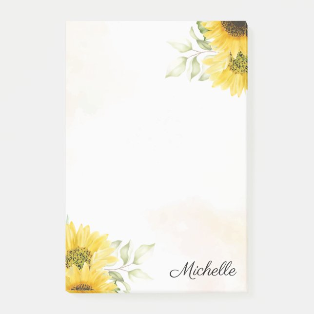 Personalised Sunflower Post-it Notes (Front)