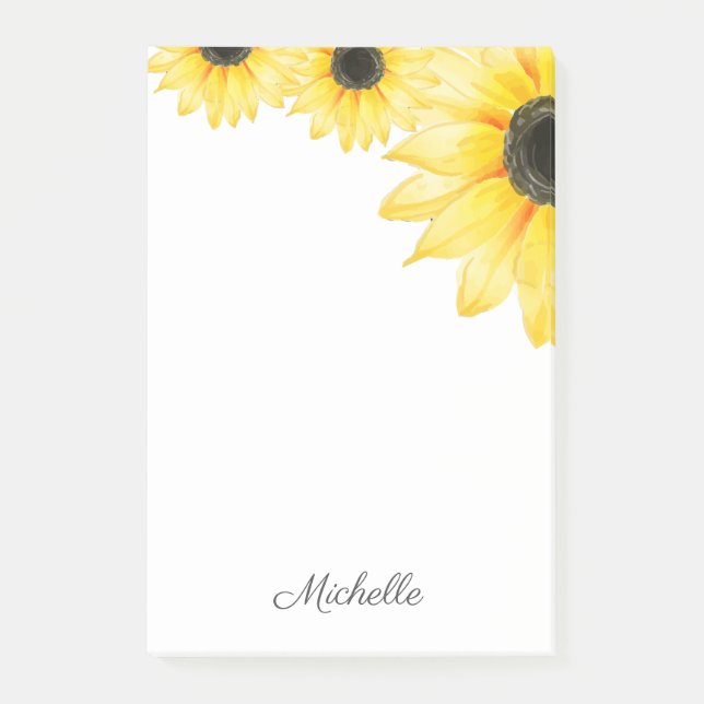 Personalised Sunflower  Post-it Notes (Front)