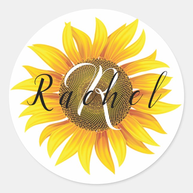 Personalised sunflower postcard classic round sticker (Front)