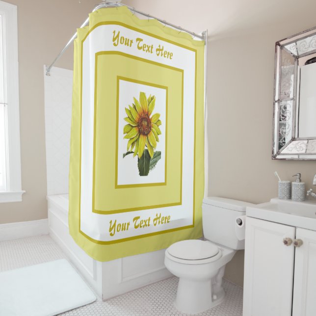Personalised Sunflower Shower Curtains (In Situ)