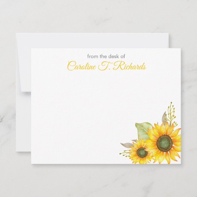 Personalised Sunflower Stationery Card (Front)
