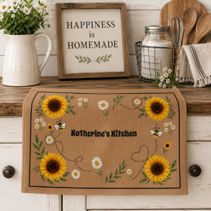 Personalised Sunflower Tea Towel
