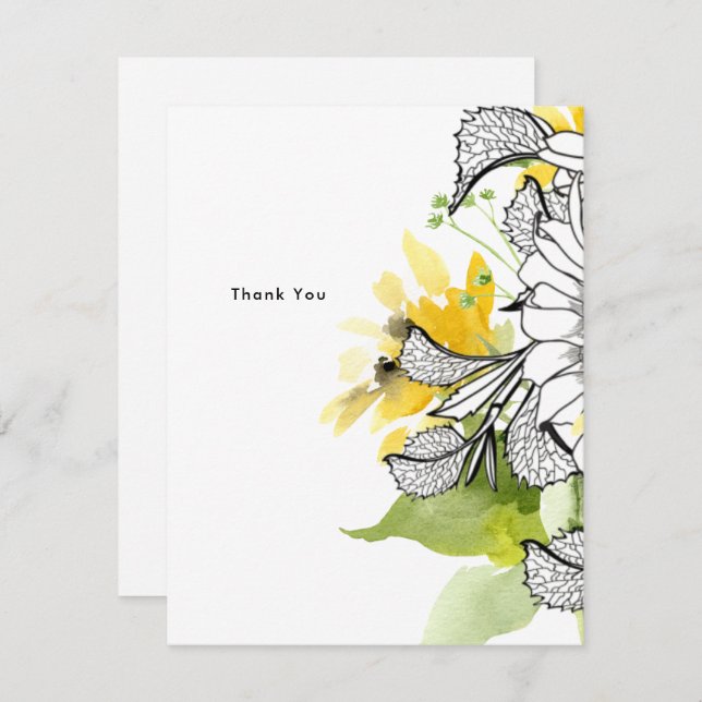 Personalised Sunflower Thank You Note Card (Front/Back)