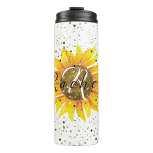 Personalised sunflower  thermal tumbler