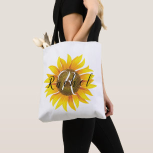 Personalised sunflower  tote bag