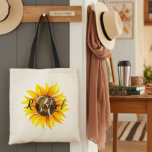 Personalised sunflower  tote bag