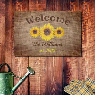 Personalised sunflower trio - Welcome Doormat