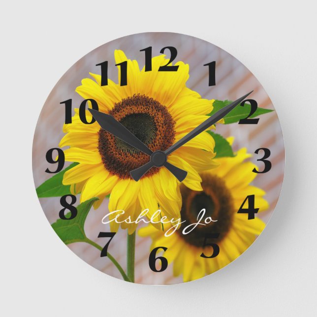 Personalised Sunflower Wall Clock (Front)