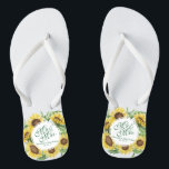 Personalised Sunflower Wedding Flip Flops<br><div class="desc">For further customisation,  please click the "Customise" button and use our design tool to modify this template. If the options are available,  you may change text and image by simply clicking on "Edit/Remove Text or Image Here" and add your own. Designed by Freepik.</div>