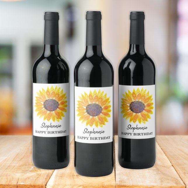 Personalised Sunflower Wine Label (Creator Uploaded)