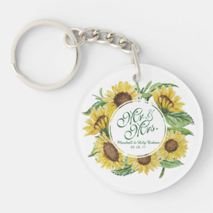 Personalised Sunflower Wreath Wedding Keychain