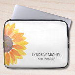Personalised Sunflower Yoga Instructor Laptop Sleeve<br><div class="desc">This flora laptop sleeve is decorated with a watercolor yellow sunflower. 
Easily customisable.
Original Watercolor © Michele Davies.</div>