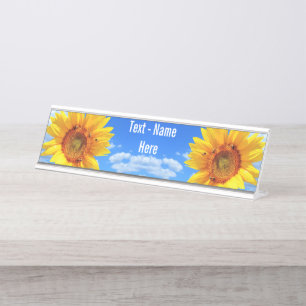 Personalised Sunflowers and Bees Desk Name Plate