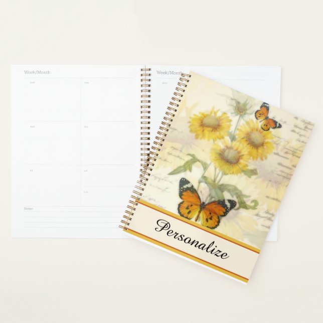 Personalised Sunflowers and butterfly Planner (Display)