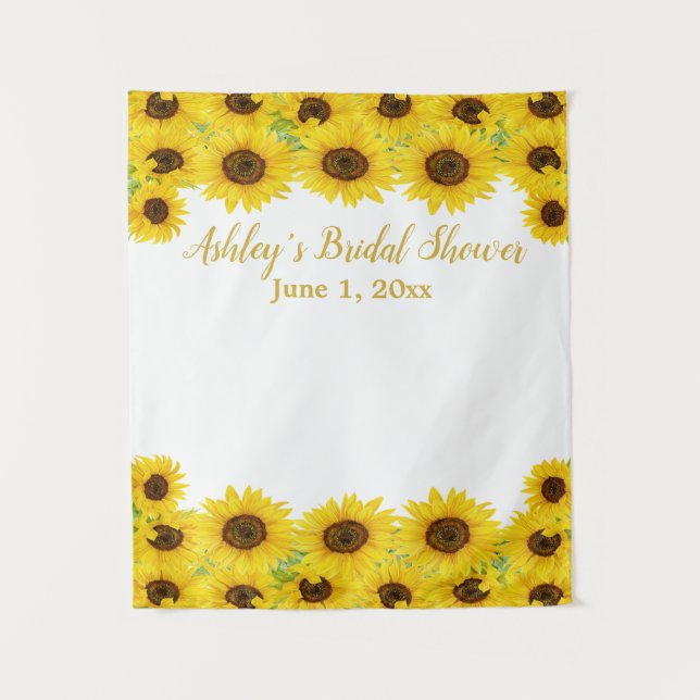 Personalised Sunflowers Bridal Shower Photo Booth Tapestry (Front)