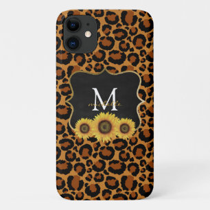 Personalised Sunflowers & Leopard iPhone 11 Case