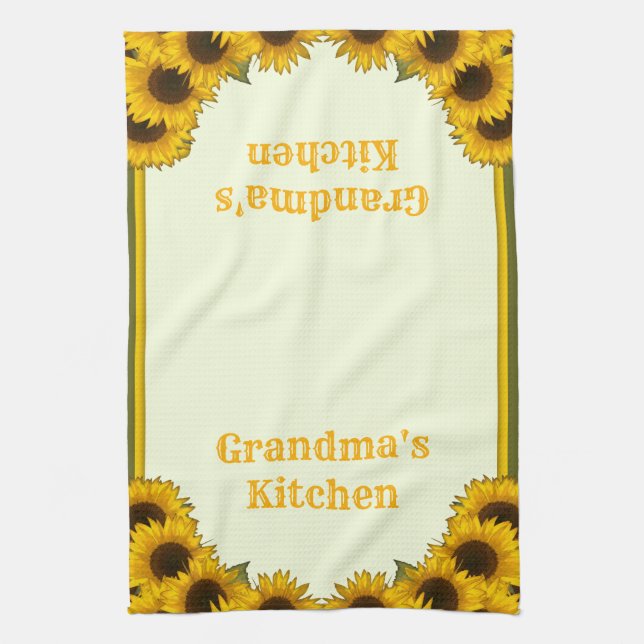 Personalised Sunflowers Tea Towel (Vertical)