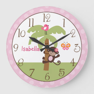 Personalised Sunny Safari Monkey Nursery Clock