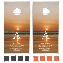 Personalised Sunset Beach House Family Coastal