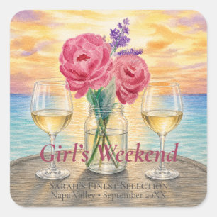 Personalised Sunset Girls Weekend Square Sticker