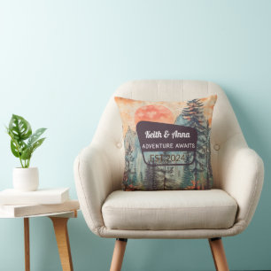 Personalised Sunset Mountain National Park Forest Cushion